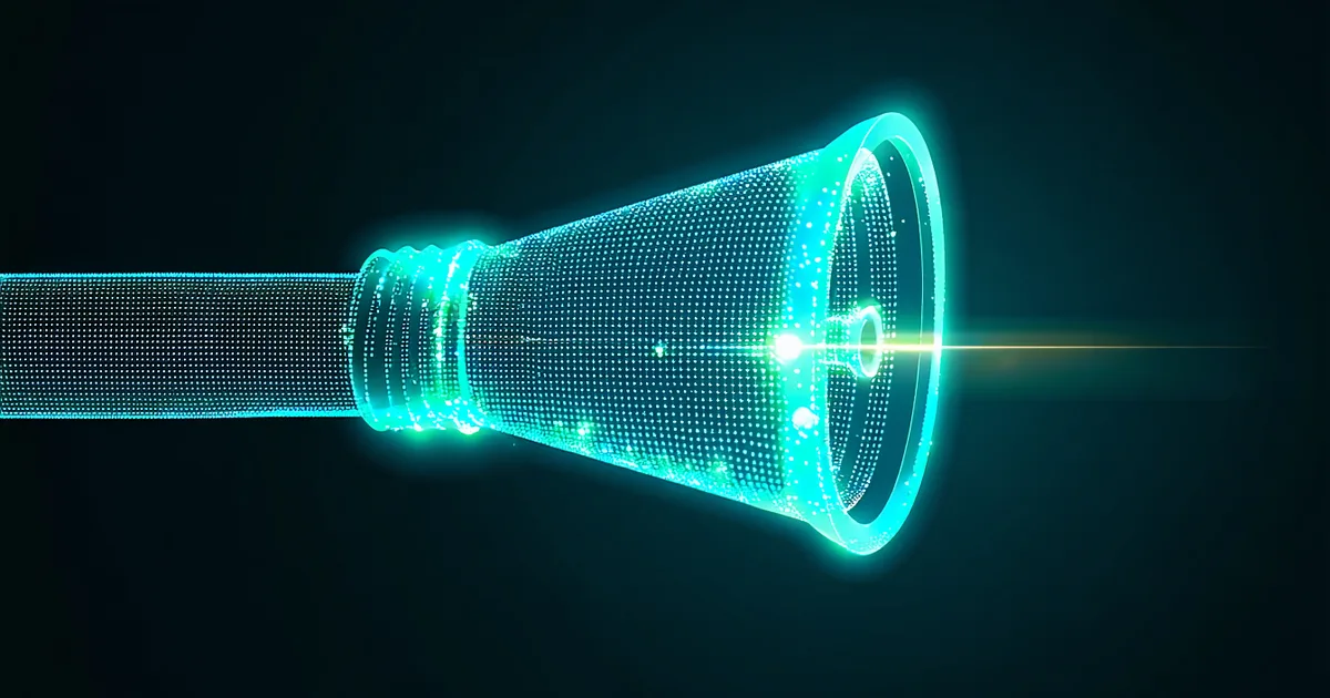 Abstract visualization of lead molecule optimization funnel showing candidate series converging toward optimal compound